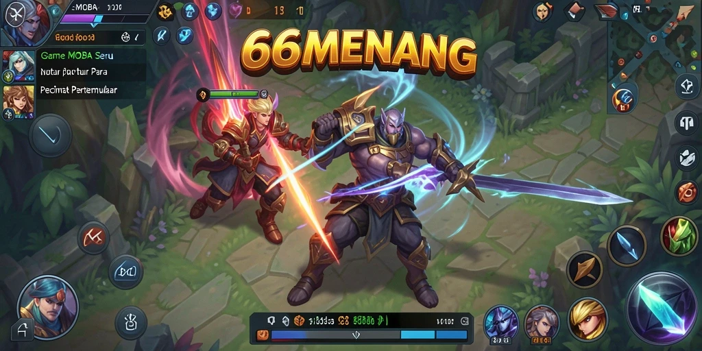 Gameplay seru dari 66MENANG di arena pertempuran MOBA.