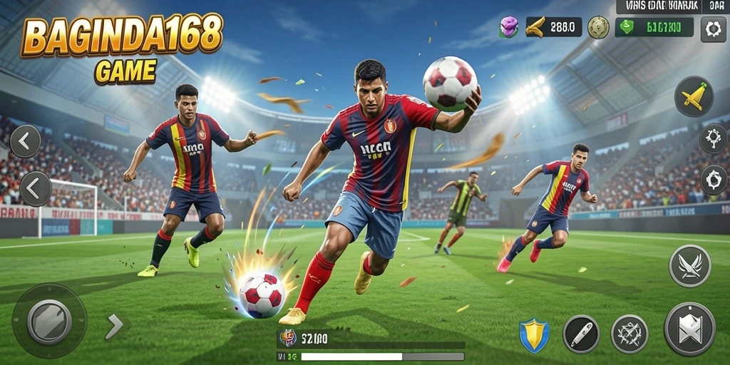 Screenshot utama BAGINDA168 menampilkan aksi seru di lapangan olahraga.