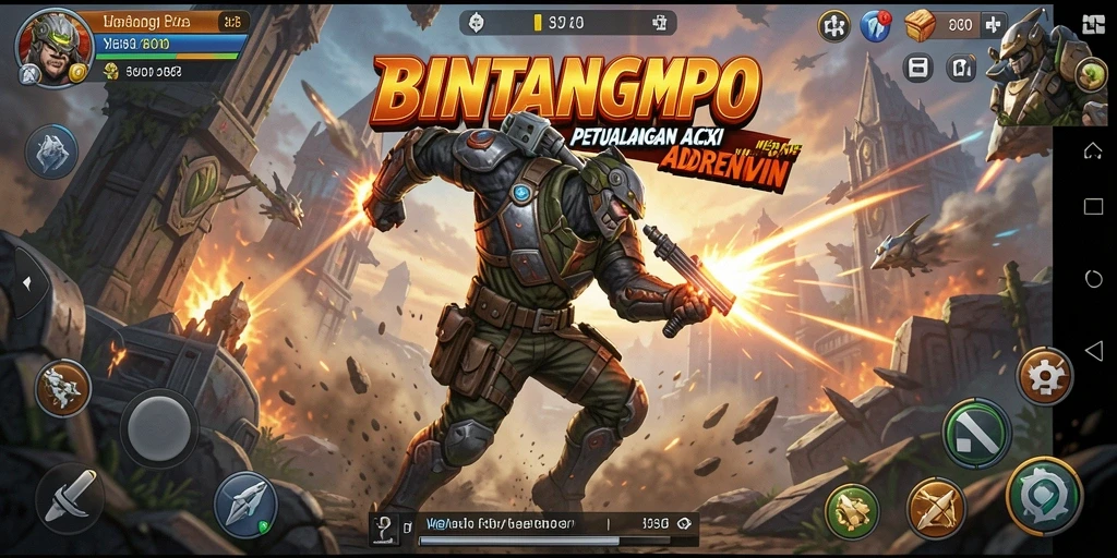 Screenshot utama BINTANGMPO menunjukkan aksi pertarungan yang seru.
