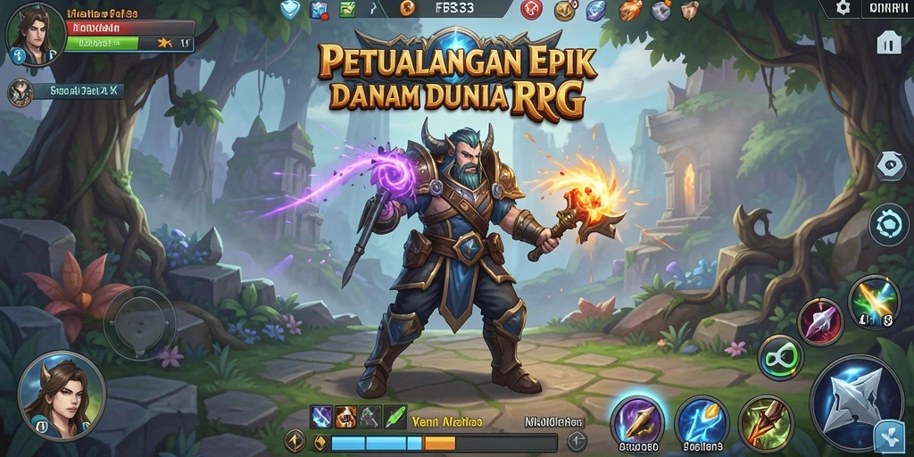 Screenshot menampilkan aksi mendebarkan dalam pertempuran RPG.