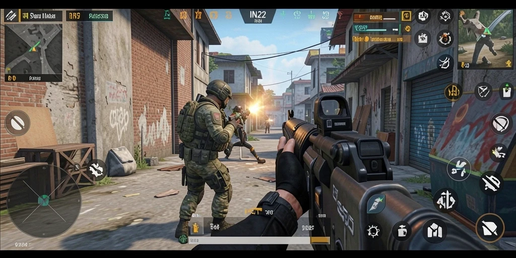 Screenshot IN22 menampilkan aksi tempur yang mendebarkan dalam gameplay FPS.