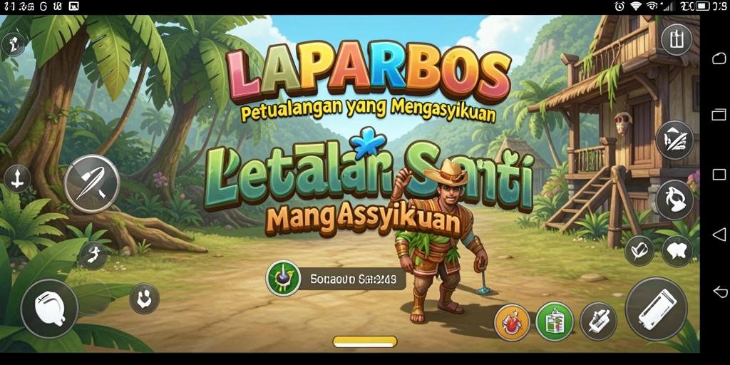 Tampilan gameplay LAPARBOS yang ceria dan penuh warna.