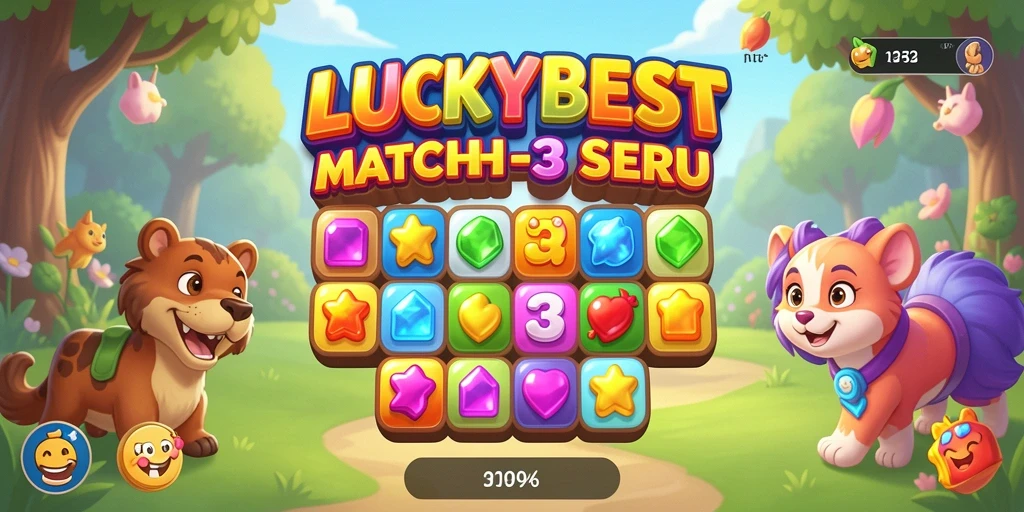 Tampilan gameplay menarik dalam LUCKYBEST dengan kombinasi item berwarna.