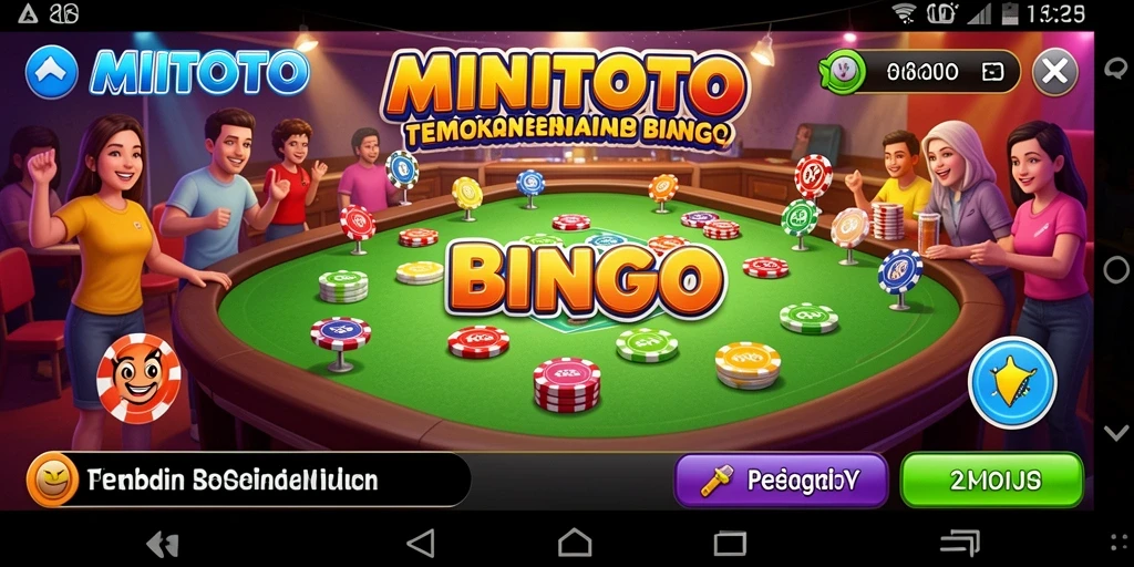Tampilan gameplay Bingo yang penuh warna dan mendebarkan.