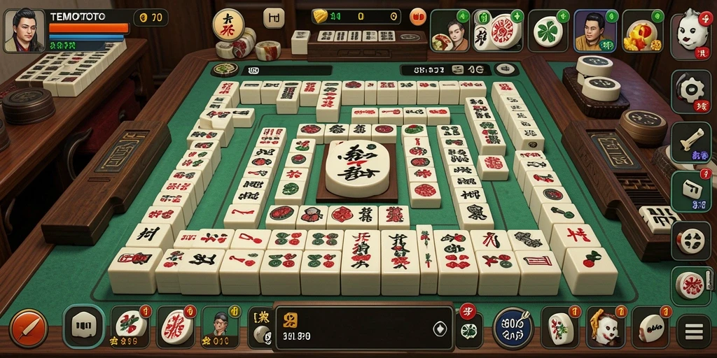 Screenshot gameplay TEMPOTOTO yang menunjukkan tantangan Mahjong.