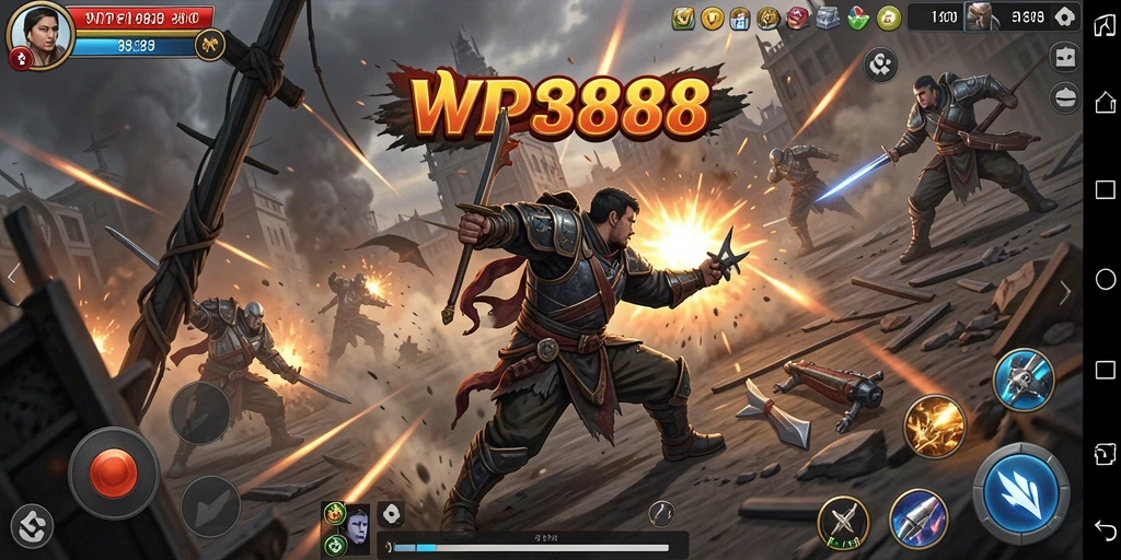 Screenshot gameplay menunjukkan pertempuran strategis yang intens.