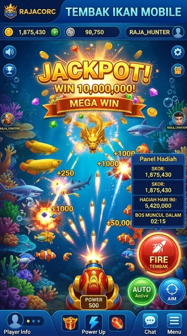 Tampilan utama aplikasi rajacorc yang menarik dan fungsional.